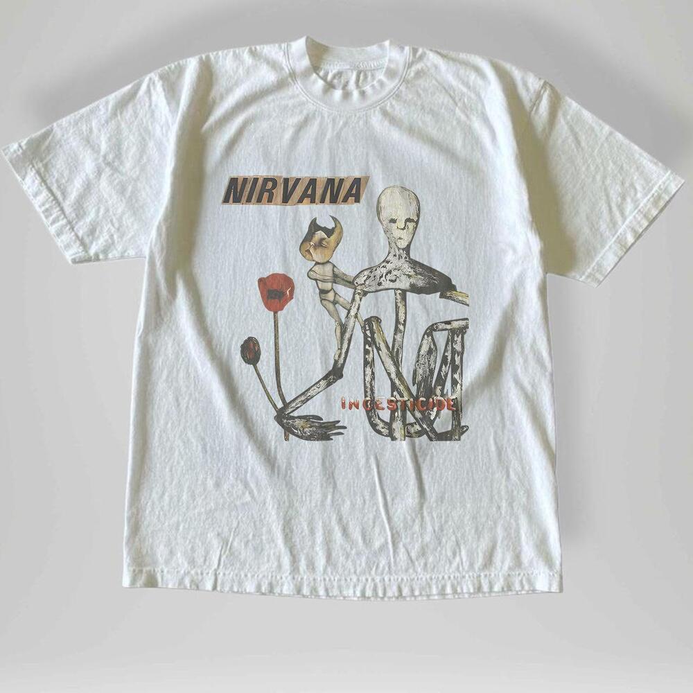 Style Nirvana Incesticide 1992 Giant Band L Single Stitch White Shirt